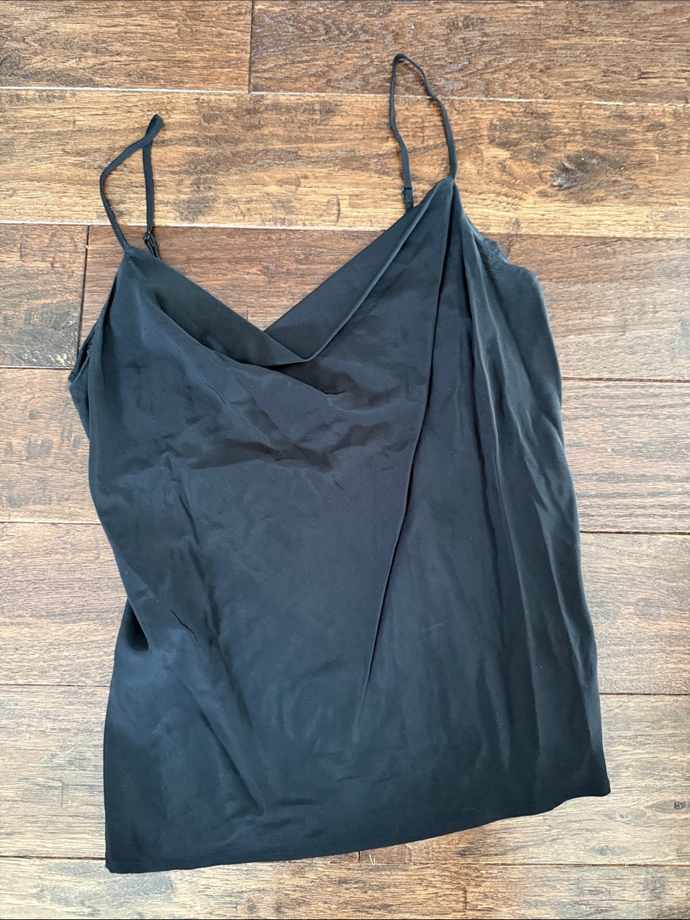 Have Black Satin Cowl Neck Tank Top